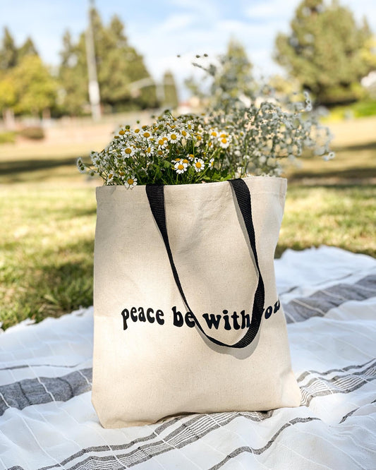 Peace be with you tote bag